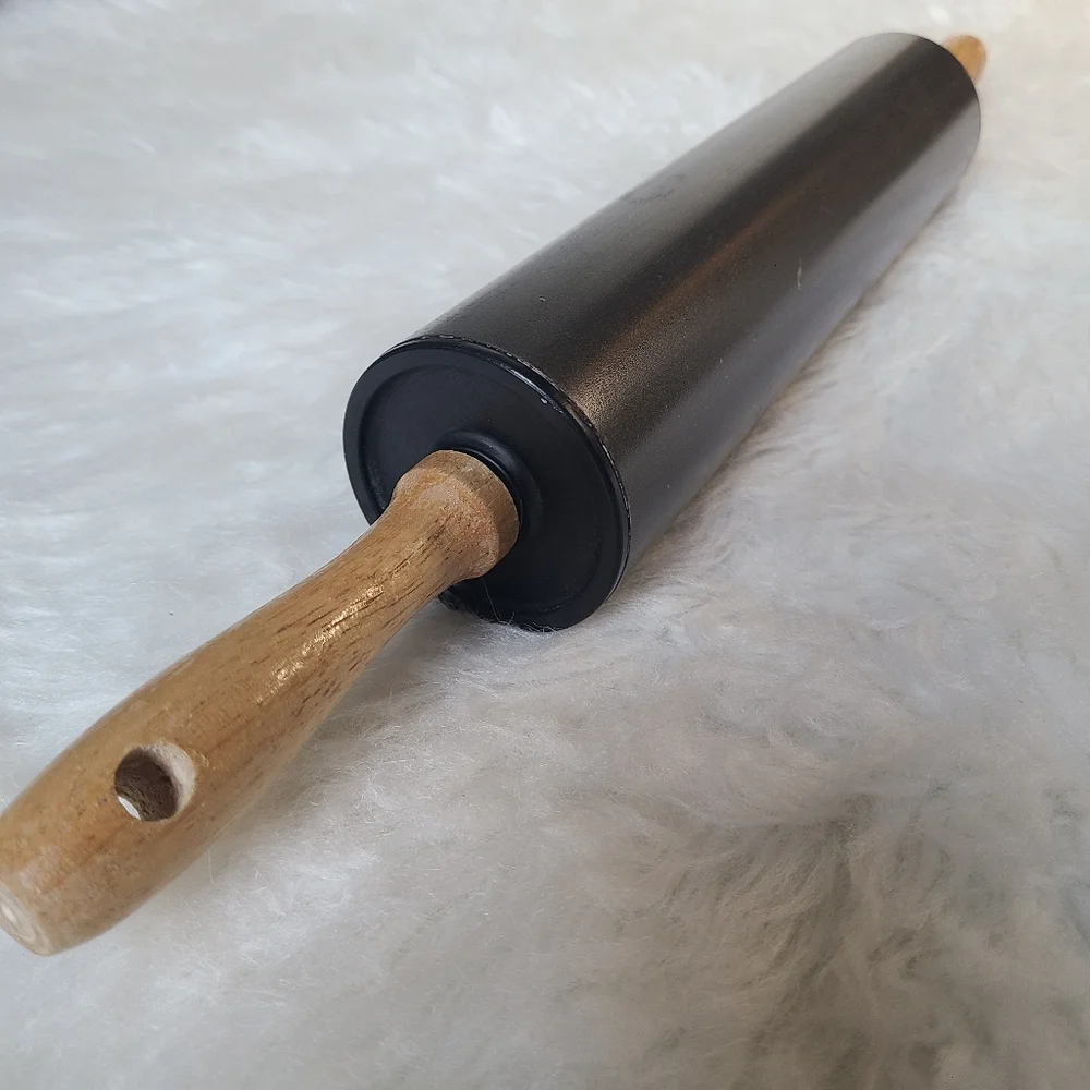 Gray Rolling Pin with Wooden Handles